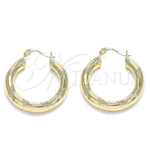 Oro Laminado Medium Hoop, Gold Filled Style Diamond Cutting Finish, Golden Finish, 02.170.0309.30