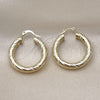 Oro Laminado Medium Hoop, Gold Filled Style Diamond Cutting Finish, Golden Finish, 02.170.0313.30
