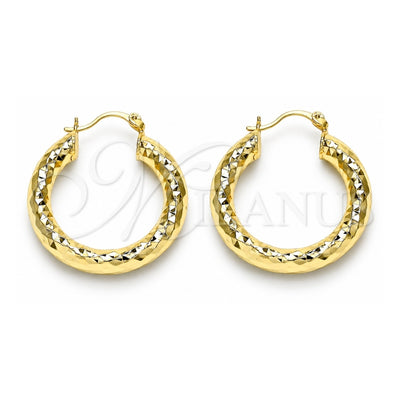 Oro Laminado Medium Hoop, Gold Filled Style Diamond Cutting Finish, Golden Finish, 02.213.0226.30
