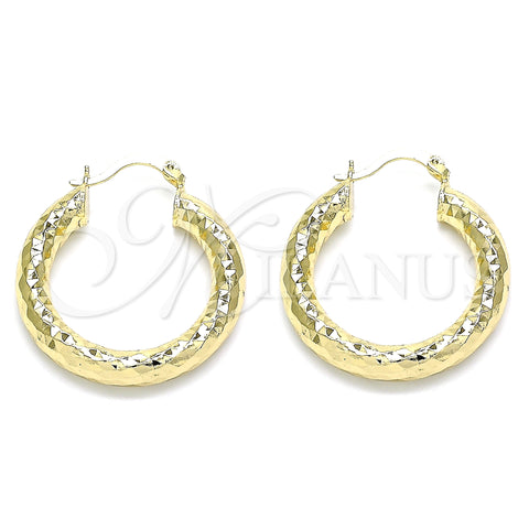 Oro Laminado Medium Hoop, Gold Filled Style Diamond Cutting Finish, Golden Finish, 02.213.0226.30