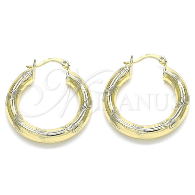 Oro Laminado aretes de aro — Medium Hoop Diamond Cutting 02. por Mayoreo, vista principal del producto