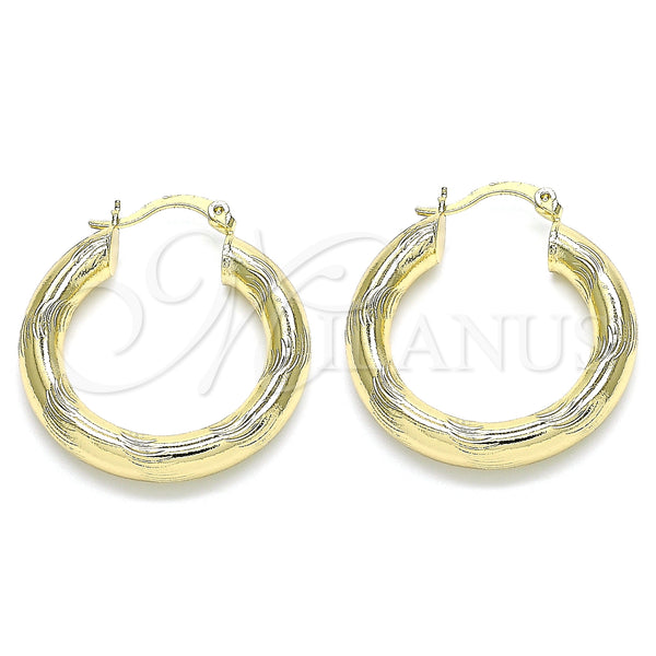 Gold Filled Hoop Earrings — Medium Hoop Diamond Cutting 02. — main product view — SKU 142267 | Oro Laminado aretes de aro — Medium Hoop Diamond Cutting 02. — SKU 142267