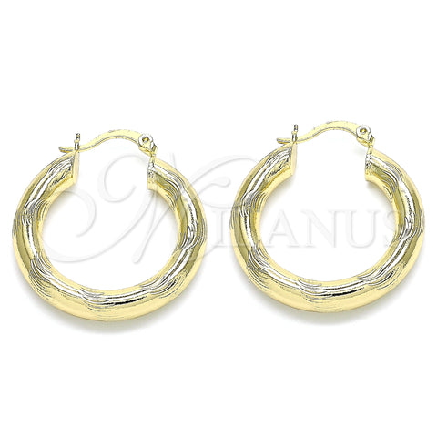 Oro Laminado Medium Hoop, Gold Filled Style Diamond Cutting Finish, Golden Finish, 02.213.0228.30
