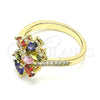 Oro Laminado Multi Stone Ring, Gold Filled Style Teardrop Design, with Multicolor Cubic Zirconia, Polished, Golden Finish, 01.210.0108.08 (Size 8)