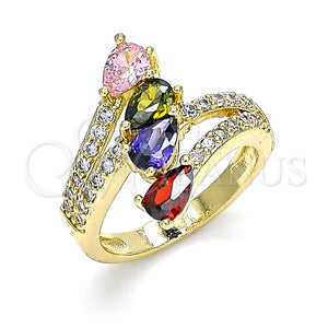 Gold Filled Ring — Multi Stone Ring Teardrop Design with Multicolor Cubic — main product view — SKU 142276 | Oro Laminado anillo — Multi Stone Ring Teardrop diseño with Multicolor Cubic — SKU 142276