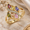 Oro Laminado Multi Stone Ring, Gold Filled Style with Multicolor Cubic Zirconia, Polished, Golden Finish, 01.210.0112.08 (Size 8)