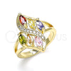 Oro Laminado Multi Stone Ring, Gold Filled Style with Multicolor Cubic Zirconia, Polished, Golden Finish, 01.210.0112.08 (Size 8)
