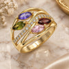 Oro Laminado Multi Stone Ring, Gold Filled Style with Multicolor Cubic Zirconia, Polished, Golden Finish, 01.210.0113.08 (Size 8)