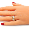 Oro Laminado Multi Stone Ring, Gold Filled Style with White Cubic Zirconia, Polished, Golden Finish, 01.210.0116.07 (Size 7)