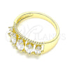 Oro Laminado Multi Stone Ring, Gold Filled Style with White Cubic Zirconia, Polished, Golden Finish, 01.210.0116.07 (Size 7)