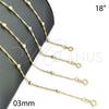 Oro Laminado Basic Necklace, Gold Filled Style Ball Design, Polished, Golden Finish, 04.02.0011.18 (03 MM Thickness, 18 Inches Length)
