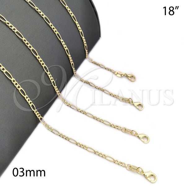Gold Filled Necklace — Basic Necklace Figaro Design Polished 04.32. 03 MM — main product view — SKU 142308 | Oro Laminado collar — básico Necklace Figaro diseño pulido 04.32. 03 MM — SKU 142308