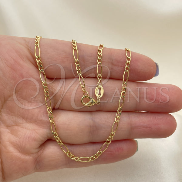 Gold Filled Necklace — Basic Necklace Figaro Design Polished 04.32. 03 MM — alternate product view — SKU 142309 | Oro Laminado collar — básico Necklace Figaro diseño pulido 04.32. 03 MM — SKU 142309