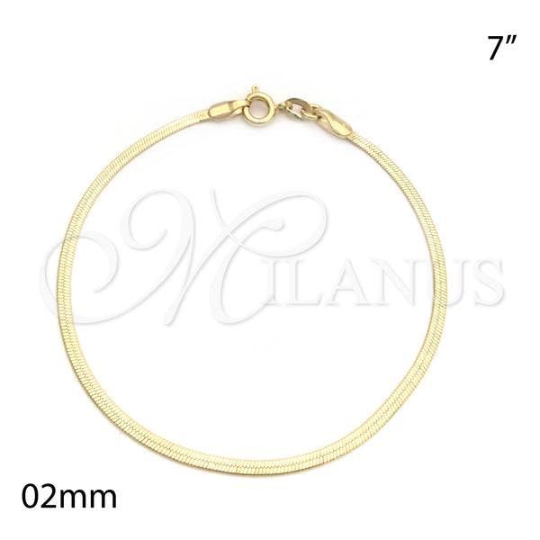 Oro Laminado Basic Bracelet, Gold Filled Style Herringbone Design, Polished, Golden Finish, 04.58.0018.07 (02 MM Thickness, 7 Inches Length)