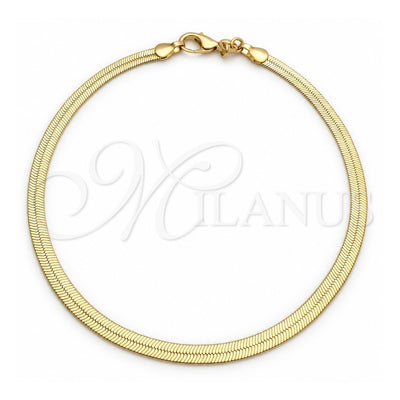 Oro Laminado Basic Anklet, Gold Filled Style Herringbone Design, Polished, Golden Finish, 04.58.0020.10 (04 MM Thickness, 10 Inches Length)