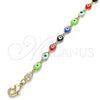 Oro Laminado Fancy Bracelet, Gold Filled Style Evil Eye Design, Multicolor Resin Finish, Golden Finish, 03.63.2212.1.07 (05 MM Thickness, 7 Inches Length)