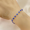 Oro Laminado Fancy Bracelet, Gold Filled Style Evil Eye Design, Blue Resin Finish, Golden Finish, 03.63.2212.2.07 (05 MM Thickness, 8 Inches Length)