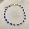 Oro Laminado Fancy Bracelet, Gold Filled Style Evil Eye Design, Blue Resin Finish, Golden Finish, 03.63.2212.2.07 (05 MM Thickness, 8 Inches Length)