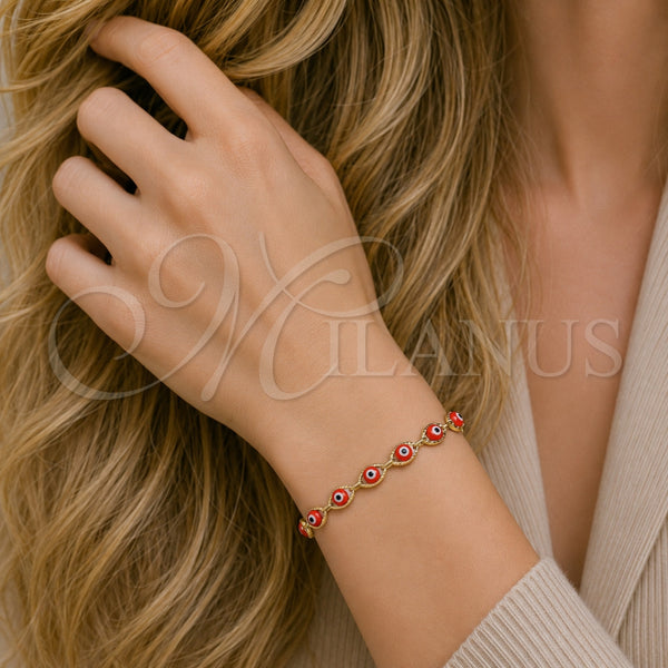 Gold Filled Bracelet — Fancy Bracelet Evil Eye Design Red Resin 03.63. — alternate product view — SKU 142330 | Oro Laminado brazalete — elegante Bracelet Evil Eye diseño Red Resin 03.63. — SKU 142330