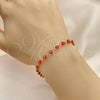 Oro Laminado Fancy Bracelet, Gold Filled Style Evil Eye Design, Red Resin Finish, Golden Finish, 03.63.2212.3.08 (05 MM Thickness, 8 Inches Length)
