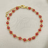 Oro Laminado Fancy Bracelet, Gold Filled Style Evil Eye Design, Red Resin Finish, Golden Finish, 03.63.2212.3.08 (05 MM Thickness, 8 Inches Length)