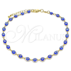 Gold Filled Anklet — Fancy Anklet Evil Eye Design Blue Resin 03.63. — main product view — SKU 142332 | Oro Laminado tobillera — elegante Anklet Evil Eye diseño Blue Resin 03.63. — SKU 142332