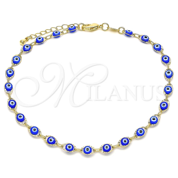 Gold Filled Anklet — Fancy Anklet Evil Eye Design Blue Resin 03.63. — main product view — SKU 142332 | Oro Laminado tobillera — elegante Anklet Evil Eye diseño Blue Resin 03.63. — SKU 142332