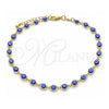 Oro Laminado Fancy Anklet, Gold Filled Style Evil Eye Design, Blue Resin Finish, Golden Finish, 03.63.2212.2.10 (05 MM Thickness, 10 Inches Length)