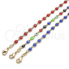 Oro Laminado Fancy Anklet, Gold Filled Style Evil Eye Design, Blue Resin Finish, Golden Finish, 03.63.2212.2.10 (05 MM Thickness, 10 Inches Length)