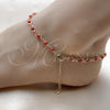 Oro Laminado Fancy Anklet, Gold Filled Style Evil Eye Design, Red Resin Finish, Golden Finish, 03.63.2212.3.10 (Thickness, 10 Inches Length)