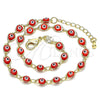 Oro Laminado Fancy Anklet, Gold Filled Style Evil Eye Design, Red Resin Finish, Golden Finish, 03.63.2212.3.10 (Thickness, 10 Inches Length)