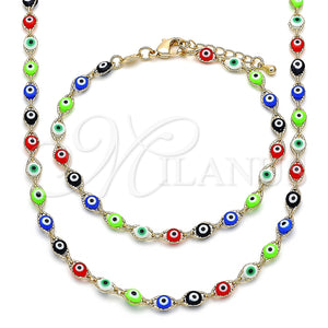 Gold Filled Bracelet — Necklace and Bracelet Evil Eye Design Multicolor Resin — main product view — SKU 142334 | Oro Laminado brazalete — Necklace and Bracelet Evil Eye diseño Multicolor Resin — SKU 142334