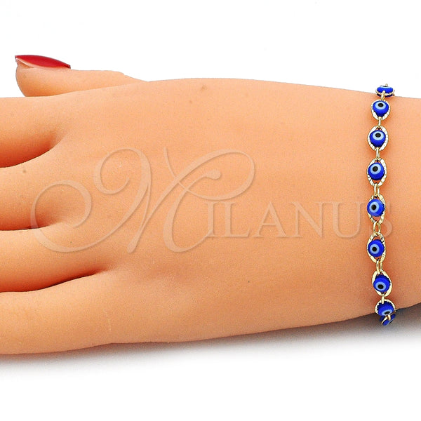 Gold Filled Bracelet — Necklace and Bracelet Evil Eye Design Blue Resin — alternate product view — SKU 142335 | Oro Laminado brazalete — Necklace and Bracelet Evil Eye diseño Blue Resin — SKU 142335