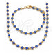 Oro Laminado Necklace and Bracelet, Gold Filled Style Evil Eye Design, Blue Resin Finish, Golden Finish, 06.63.0255.2