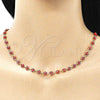 Oro Laminado Necklace and Bracelet, Gold Filled Style Evil Eye Design, Red Resin Finish, Golden Finish, 06.63.0255.3