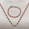 Oro Laminado Necklace and Bracelet, Gold Filled Style Evil Eye Design, Red Resin Finish, Golden Finish, 06.63.0255.3