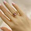 Oro Laminado Multi Stone Ring, Gold Filled Style Elephant Design, with Pink Cubic Zirconia, Polished, Golden Finish, 01.284.0039.06 (Size 6)
