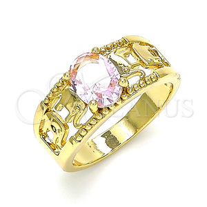 Gold Filled Ring — Multi Stone Ring Elephant Design with Pink Cubic — main product view — SKU 142338 | Oro Laminado anillo — Multi Stone Ring Elephant diseño with Pink Cubic — SKU 142338