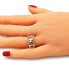 Oro Laminado Multi Stone Ring, Gold Filled Style Elephant Design, with Pink Cubic Zirconia, Polished, Golden Finish, 01.284.0039.08 (Size 8)