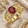 Oro Laminado Multi Stone Ring, Gold Filled Style Elephant Design, with Garnet Cubic Zirconia, Polished, Golden Finish, 01.284.0039.1.09 (Size 9)