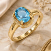 Oro Laminado Multi Stone Ring, Gold Filled Style with Blue Topaz Cubic Zirconia, Polished, Golden Finish, 01.284.0040.07 (Size 7)