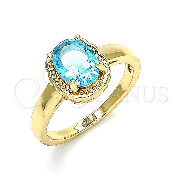 Gold Filled Ring — Multi Stone Ring with Blue Topaz Cubic Zirconia — main product view — SKU 142348 | Oro Laminado anillo — Multi Stone Ring with Blue Topaz Cubic Zirconia — SKU 142348