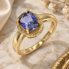 Oro Laminado Multi Stone Ring, Gold Filled Style with Amethyst Cubic Zirconia, Polished, Golden Finish, 01.284.0040.1.07 (Size 7)