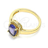 Oro Laminado Multi Stone Ring, Gold Filled Style with Amethyst Cubic Zirconia, Polished, Golden Finish, 01.284.0040.1.09 (Size 9)