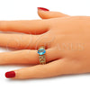 Oro Laminado Multi Stone Ring, Gold Filled Style Butterfly and Teardrop Design, with Blue Topaz Cubic Zirconia, Polished, Golden Finish, 01.284.0041.07 (Size 7)