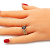 Oro Laminado Multi Stone Ring, Gold Filled Style Butterfly and Teardrop Design, with Amethyst Cubic Zirconia, Polished, Golden Finish, 01.284.0041.1.09 (Size 9)