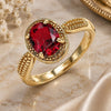 Oro Laminado Multi Stone Ring, Gold Filled Style with Garnet Cubic Zirconia, Polished, Golden Finish, 01.284.0042.1.06 (Size 6)