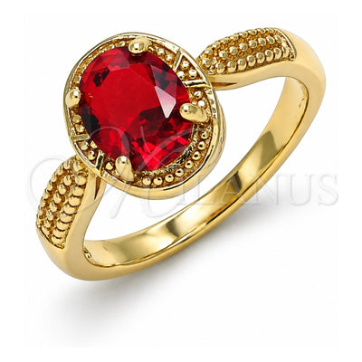 Oro Laminado Multi Stone Ring, Gold Filled Style with Garnet Cubic Zirconia, Polished, Golden Finish, 01.284.0042.1.06 (Size 6)
