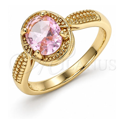 Oro Laminado Multi Stone Ring, Gold Filled Style with Pink Cubic Zirconia, Polished, Golden Finish, 01.284.0042.07 (Size 7)