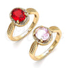 Oro Laminado Multi Stone Ring, Gold Filled Style with Pink Cubic Zirconia, Polished, Golden Finish, 01.284.0042.08 (Size 8)